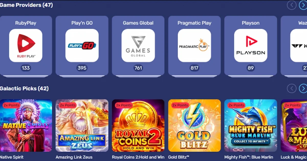 Galactic Wins Casino Game Library