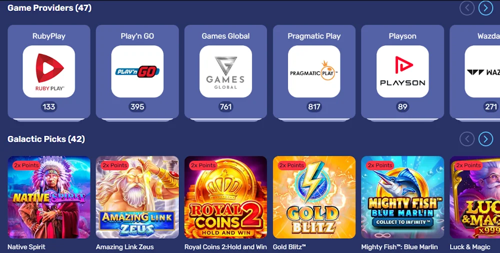 Galactic Wins Casino Canada games