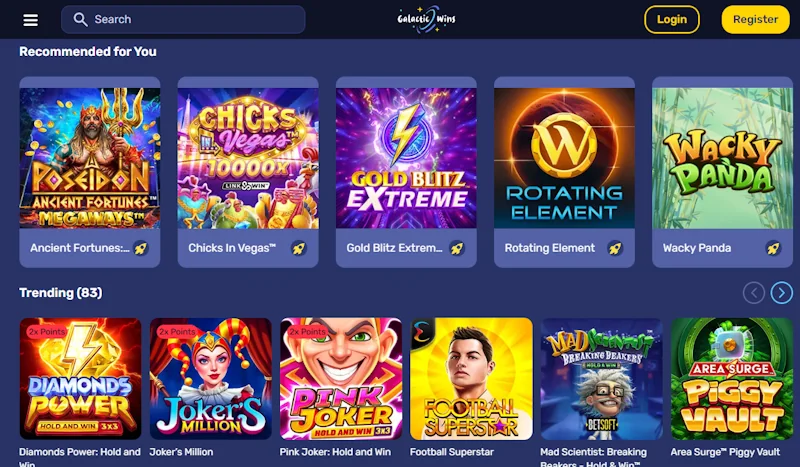 Galactic Wins Casino games